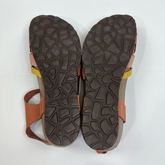 Bio-Gold Colorful Pastel Cross Strap Leather Slip On Sandals Womens Size 7.5 - Picture 12 of 13